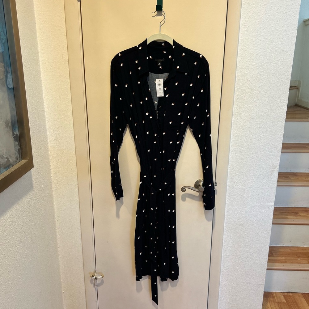 Ann Taylor Navy Dress with Ivory Dots
